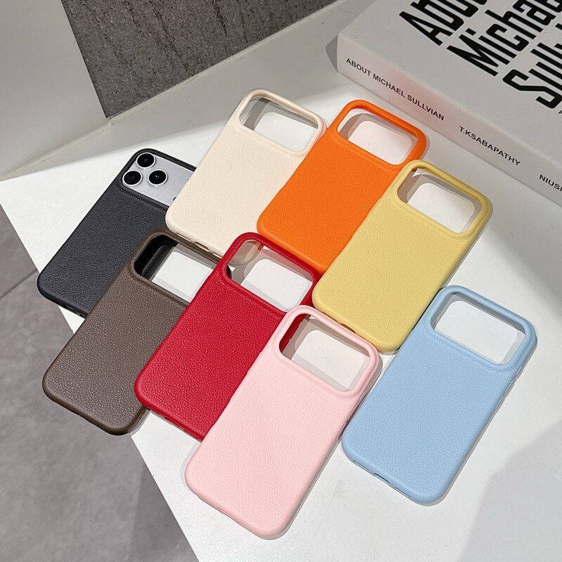 Premium Litchi Grain Real Leather iPhone Case Compatible with MagSafe, Anti-Fingerprint Clear Grip Slim Protective Cover with Soft Microfiber Lining, Shockproof for 12/13/14/15/16/17 Pro/Pro Max/Plus/Air