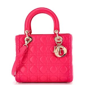 Pre-owned Dior Leather Top Handle Bags Christian Lady Bag Cannage Quilt Lambskin Medium by Rebag