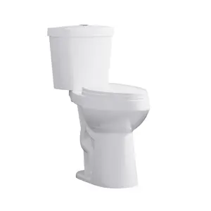 Top Press Flush Split Toilets (Elongated) – Two-Piece Toilet, ADA 21” High for Bathrooms, Ceramic & Plastic Lid Raised Toilet with Soft Close Seat.
