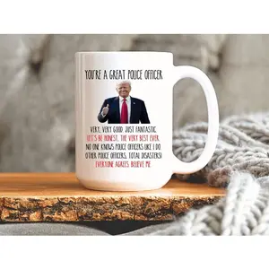 Police Officer Appreciation Gift Funny Cop Trump Mug Policeman Christmas Present Deputy Sheriff Maga Coffee Cup Law Enforcer Gag Gift