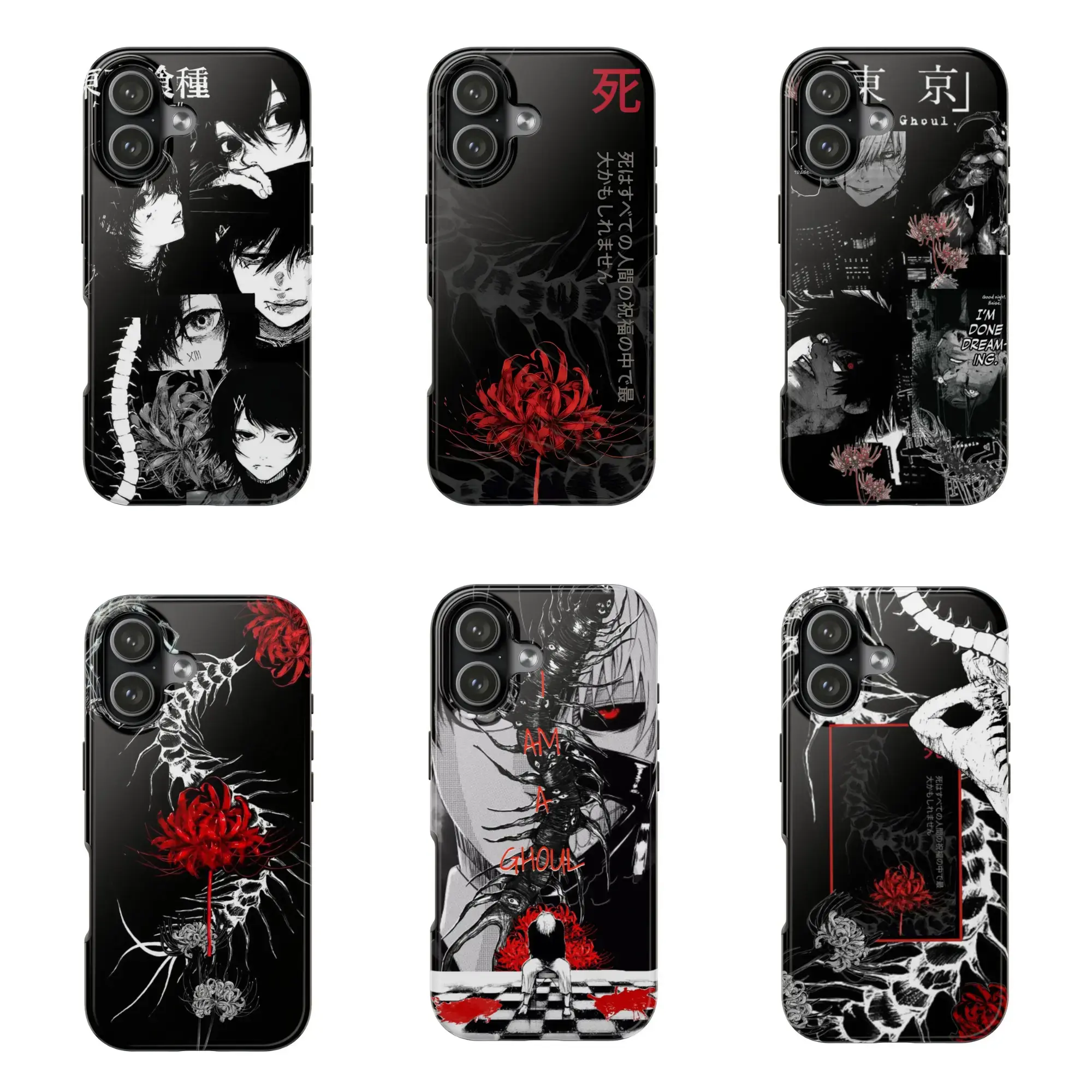 Tokyo Ghoul Dark Gothic Anime Art Smartphone Case - Slim Fit, Durable Shockproof Polycarbonate Casing, Camera Protector, Wireless Charging Compatible for iPhone 11-17 ProMax, Samsung Devices, Anime Fan Gift