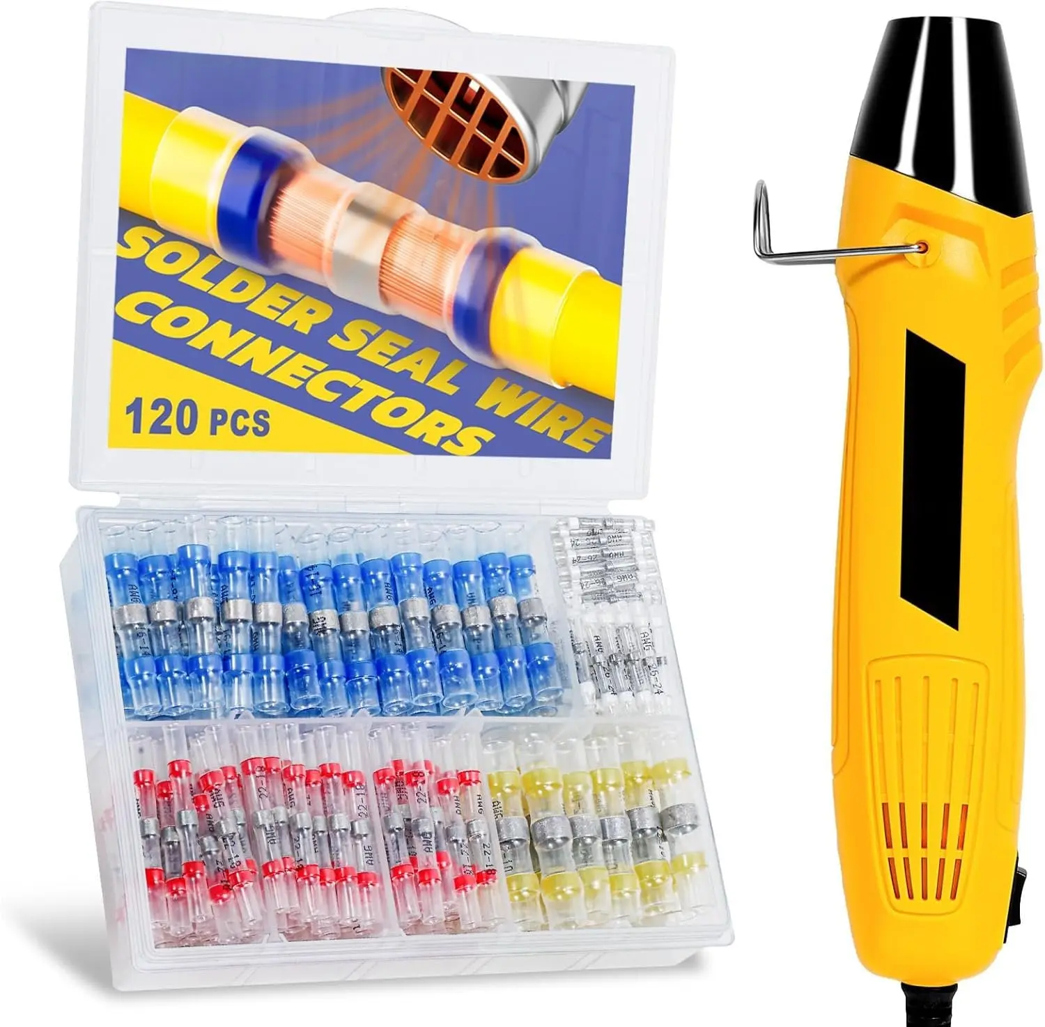 120 count Solder Seal Wire Connectors with Heat  Kit - Solder Sticks Wire Terminals  Electrical Connectors for Automotive, Marine, Wiring Repair