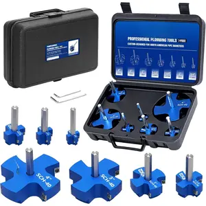 7 count PVC Pipe Reamer Kit, PVC Fitting Saver for SCH40, 4- Pipe Reamer Plumbing Tools, Fits Standard 1/2" Drill, Includes 1/4", 1-1/2", 1", 3/4", 3", 2", 4"