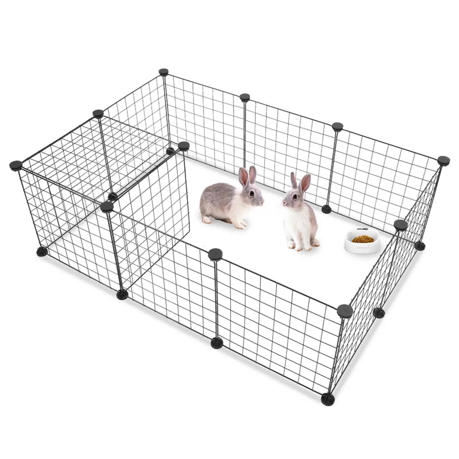 Indoor Portable Metal Wire Pet Playpen Enclosure - Easy to Assemble, Strong & Durable, DIY Expandable, Transparent for Small Animals (Guinea Pigs, Rabbits) with Convenient Pet Observation