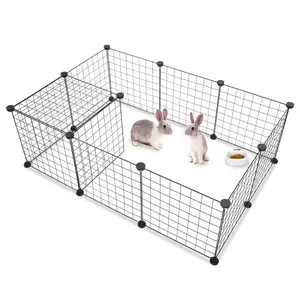 Pet Playpen. Indoor Portable Metal Wire Yard Fence for Small Animals, Guinea Pigs, Rabbits. Easy to Assemble. Strong & Durable. DIY Expandable. Transparent Material. Perfect for Pet Observation!