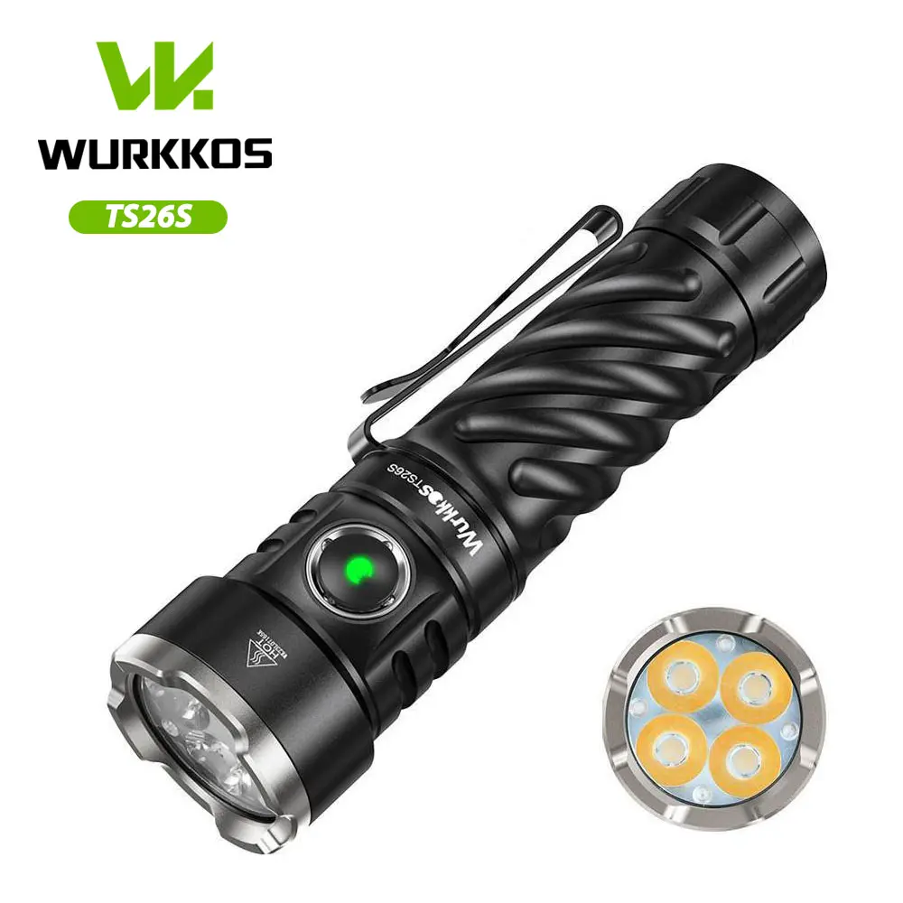 Wurkkos TS26S Super Bright High Lumen Rechargeable Powerful Strong Light Tactical Flashlight, 21700 5000mAh, 3100LM, IPX8, Mag-Tail, 3A Reverse Charging, for Hiking & Outdoor Use, Super Bright Flashlight, High Lumen Flashlight