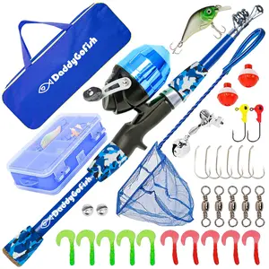 DaddyGoFish Kids Fishing Pole - Rod Reel Combo Tackle Box Starter Set - First Year Small Dock Gear Kit for Boys Girls Toddler Youth Age Beginner Little Children Junior Anglers