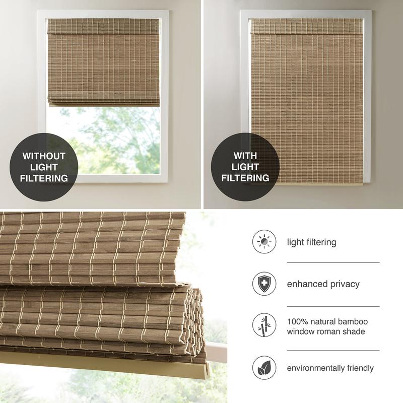 Bamboo Light Filtering Roman Shade 64"L