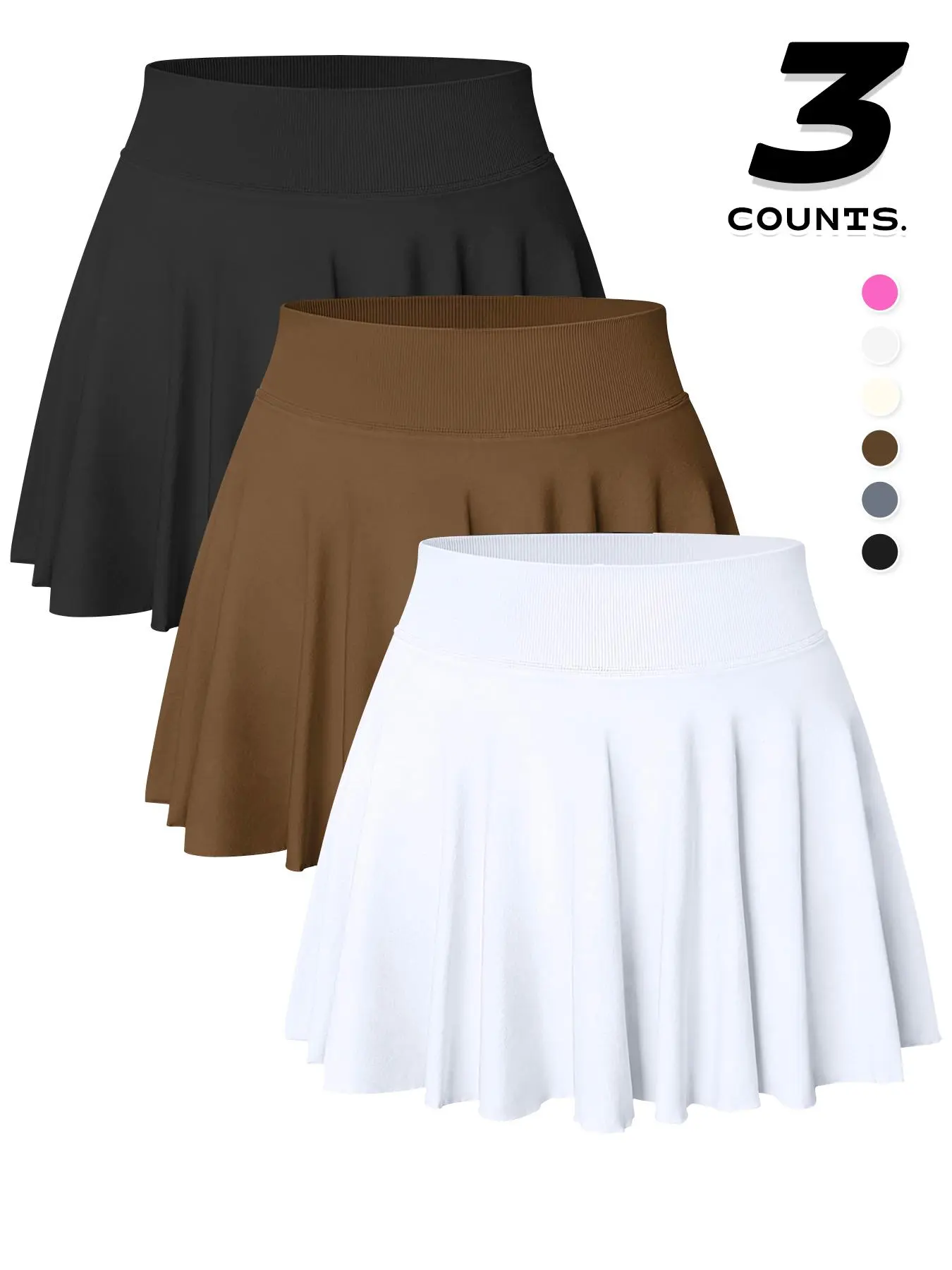 Women's 2 in 1 Solid Color Skort, Casual Comfy Elastic Waist Skort for Daily Wear, Tennis Attire, Ladies Bottoms for All Seasons, Casual Sporty Skort, Athletic Skorts, Sporty Breathable Skorts, Sports Skorts