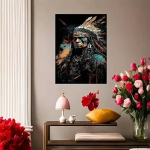 native american  painted canvas