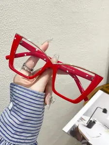 Vintage Cat Eye Frame Eyeglasses, Trendy Anti-blue Light Eyeglasses for Women & Men, Fashion Eyeglasses for Work, Daily Clothing Decor, Fashionable Frames Glasses