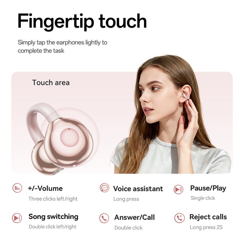 CHENRUIDA M106 High Fidelity Bluetooth Earphones for Women,360°  surround sound,Advanced Noise Reduction Long Battery Life IPX7 Waterproof Rose Gold Headset wireless headphones noise cancelling headphones gamingheadset Christmas Gifts