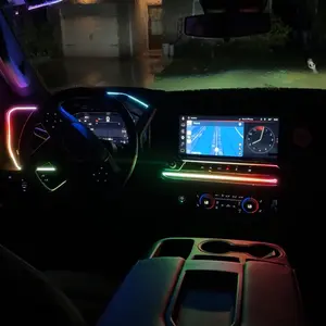 Ceesooi Smart LED Interior Car Lights, USB Powered RGB Car Ambient Lighting with App Control & Music Sync, DIY Mode 110cm+110cm 2-in-1 Design,  Multi-Color Decor for Cars Trucks，Gift for Men & Women