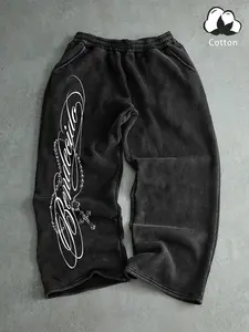 Men's Trendy Cross Street Sweatpants, Multiple Colors Available, Wide Leg Style, Soft Fabric, Ideal for Fall & Winter Fashion, Casual Comfy Sweatpants