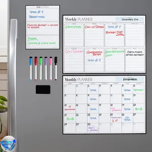 Magnetic Dry Erase Planner 3 Boards Included - Monthly, Weekly, Daily Calendar Whiteboard