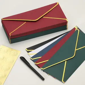 20 Pieces/Set - Luxury Envelope Set (including bronzing seals) | Five-color elegant wedding invitation envelopes and thank you cards | Suitable for birthdays, business events, Christmas occasions (10 envelopes + 10 bronzing seals)