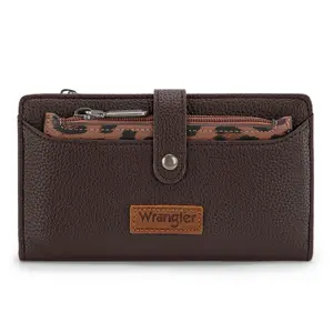 Wrangler Women's Wallets Western Leopard Print Wallets, Card Cases & Money Organizers Ladies Female Bifold Clutch Wallet White Credit Card Cash Wallet with Removable Coin Purses