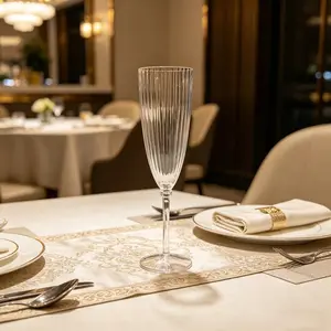 Transparent plastic champagne glasses for family, holiday, camping, party, wedding toasts, and beverage use