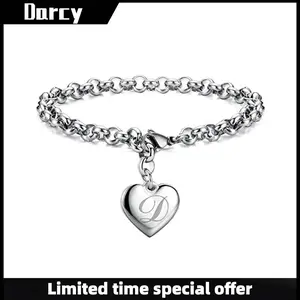 Golden and silver three-dimensional love 26 letters pendant bracelet twist bracelet girl's name jewelry