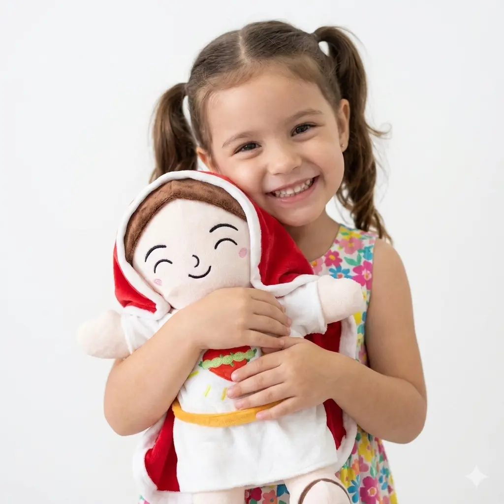 Mary Plush Soothing Breathing Musical Sleep Companion - Collectible Virgen María Peluche R Plush Toy (Virgen María Peluche R)
