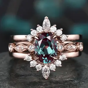 3PCS European Style Gemstone Ring Set – Elegant Wedding, Engagement & Daily Jewelry