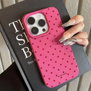 Fashion Creative Red Polka Dot Design Pattern Mobile Phone Case for iPhone 16 15 14 13 12 Pro MAX Soft Edge 11 Protective Case, Suitable as a Gift for Boyfriend or Girlfriend