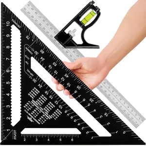 12"  Rafter Square and Combination Square Set, 12 Inch Imperial Carpenter Square Woodworking Framing Square, Triangle Protractor Layout Ruler Tool