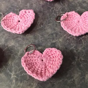 A Piece of Our Heart - Handcrafted Crocheted Heart Keychain 3" x 3" Lightweight Minimalistic Design for Keys or Bag Charming & Compact Pink Heart Keyring