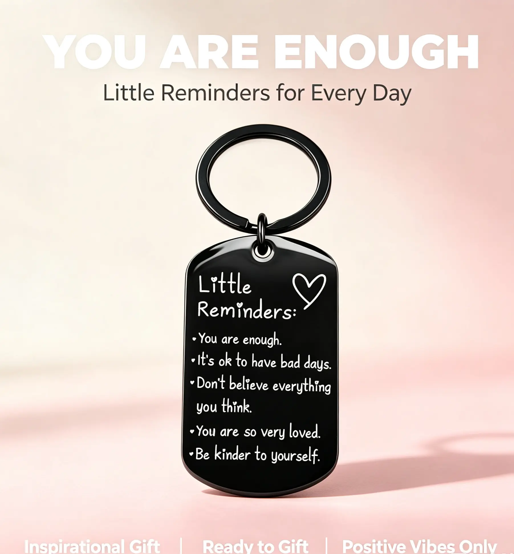 You Are Enough Keychain – Inspirational Gift for Women, Friends & Loved Ones, Little Reminders Keychain for Women MenPositive Reminder Keyring with Gift Packaging