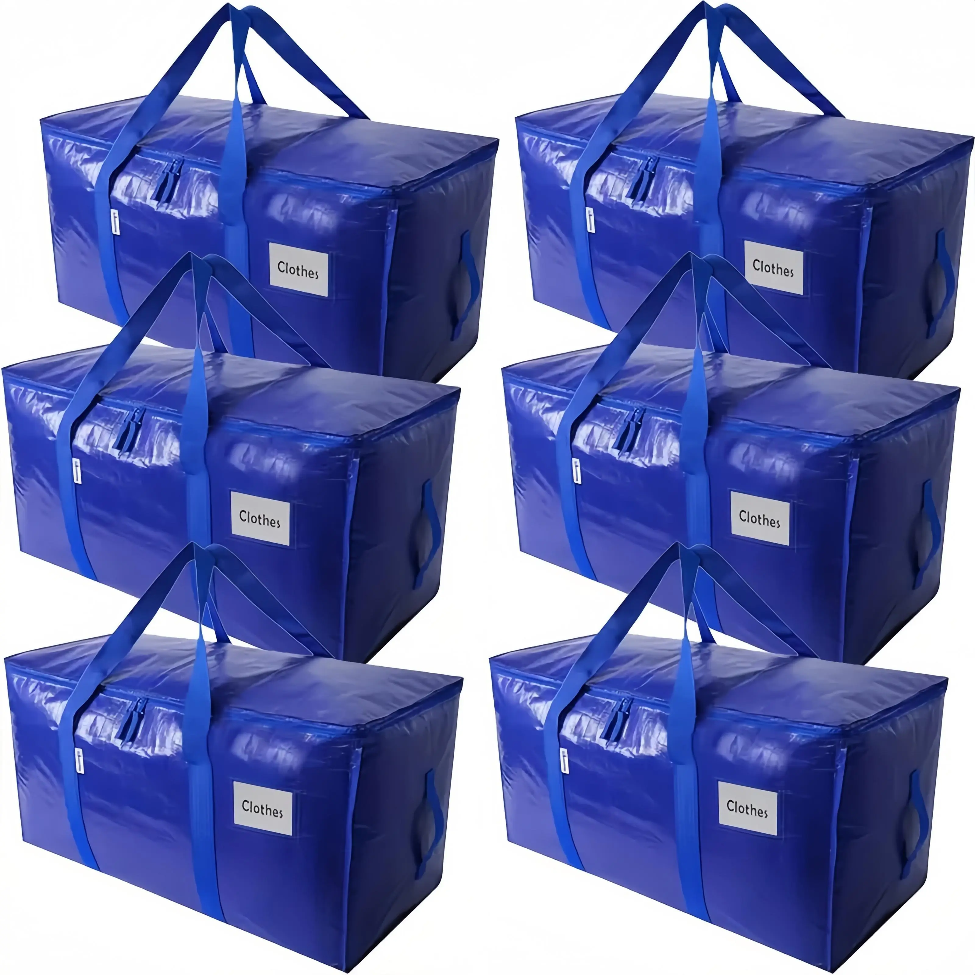 24 Gal Heavy-Duty Zippered Large Storage Bags - Plain Folding Sturdy Home Organizers with Strong Zipper, Comfortable Handle, Tag Pocket, Waterproof, Unisex XXL Storage Bags for College Supplies, Outdoor Camping (Blue), Back To School Haul, Campus Life, Du