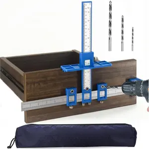 Cabinet Hardware Jig, Cabinet Handle Jig with 3pcs Point Wood Drils Bits, Use for Handles Pulls Knobs on Drawers/Doors, Wood Drilling Dowelling Guide Set.