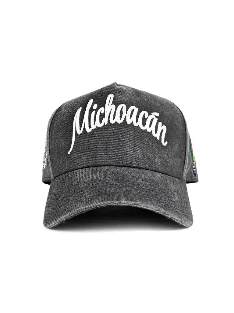 "MICHOACAN "  Signature Embroidered & Metal Cap ( Gray )