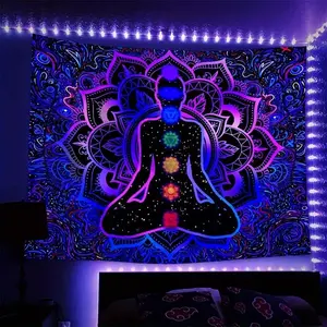 Tapestry  Chakra Nightlight Yoga Print Tapestry, Suitable For Personal Decoration For Rooms Decor, Bedrooms, And Halloween Home Party Decor 60X40 Dorm Colorful Gift Wall