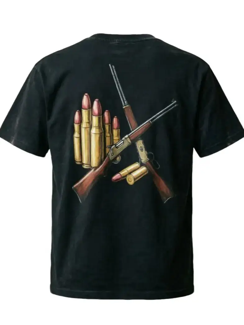 1866 Lever Action Rifle Graphic T-Shirt 1866 Vintage Hunting Tee 100% Cotton Outdoor Shirt Back Print Unisex Casual Streetwear Tee for Outdoorsmen