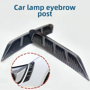 Carbon Fiber Car Lamp Eyebrow Post Headlight Covers Decorative Stickers Waterproof UV-Resistant Universal Fit for Cars Trucks SUVs