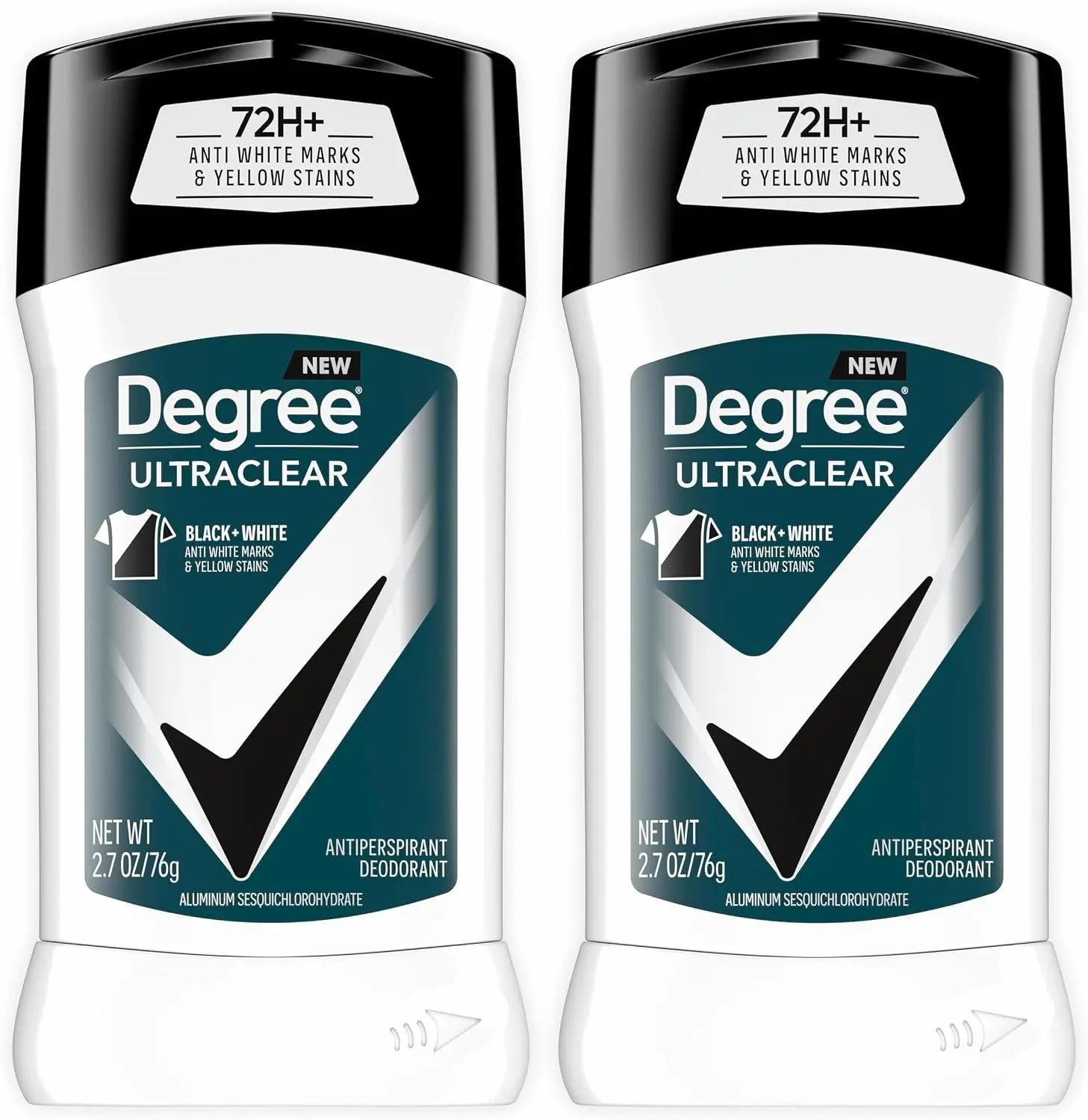 Degree Men UltraClear Antiperspirant Deodorant, 2-Count 2.7 oz Each, 72-Hour Sweat & Odor Protection, Black+White, MotionSense Technology