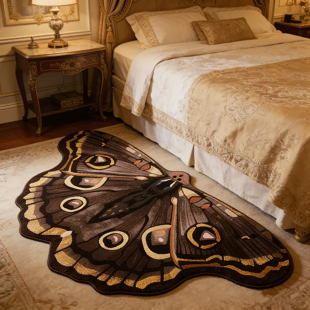 Vintage Butterfly Print Rug, Boho Style Soft Washable Carpet, Home Decorative Rug for Bedroom Bedside, Hotel Entrance Bathroom Corridor, Butterfly Area Rug, Boho Rugs, Vintage Printed Rug