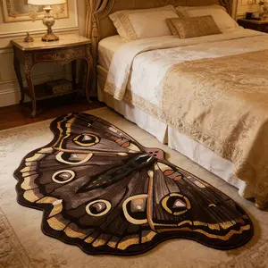 Vintage Butterfly Print Rug, Boho Style Soft Washable Carpet, Home Decor for Bedroom Bedside, Hotel Entrance Bathroom Corridor, Butterfly Area Rug, Boho Rugs