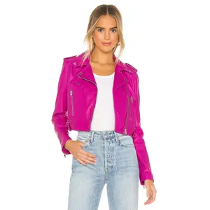 LAMARQUE Ciara Leather Jacket in Fuchsia