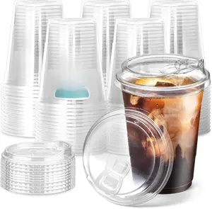 Fit Meal Prep 50 Pack 16 oz Clear Plastic Cups with Strawless Sip Lids, Disposable Plastic Coffee Cups with Lids, To Go Cups for Iced Coffee, Smoothies, Soda, Party Drinks, Bubble Tea, Cold Beverage,Happy Mothers Day