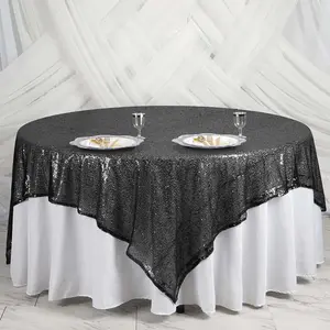 Sequin Table Overlay 90"x90" Black - Sparkly Table Topper