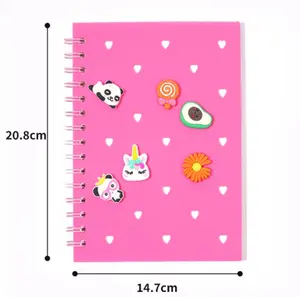 A5 DIY Kawaii Notebook Set – Customizable Spiral Journal with Heart Buckle Trendy loose-leaf design for notes, journaling, and creative planning. Includes printed pages and cute accessories. Perfect for personalizing your school or study setup.
