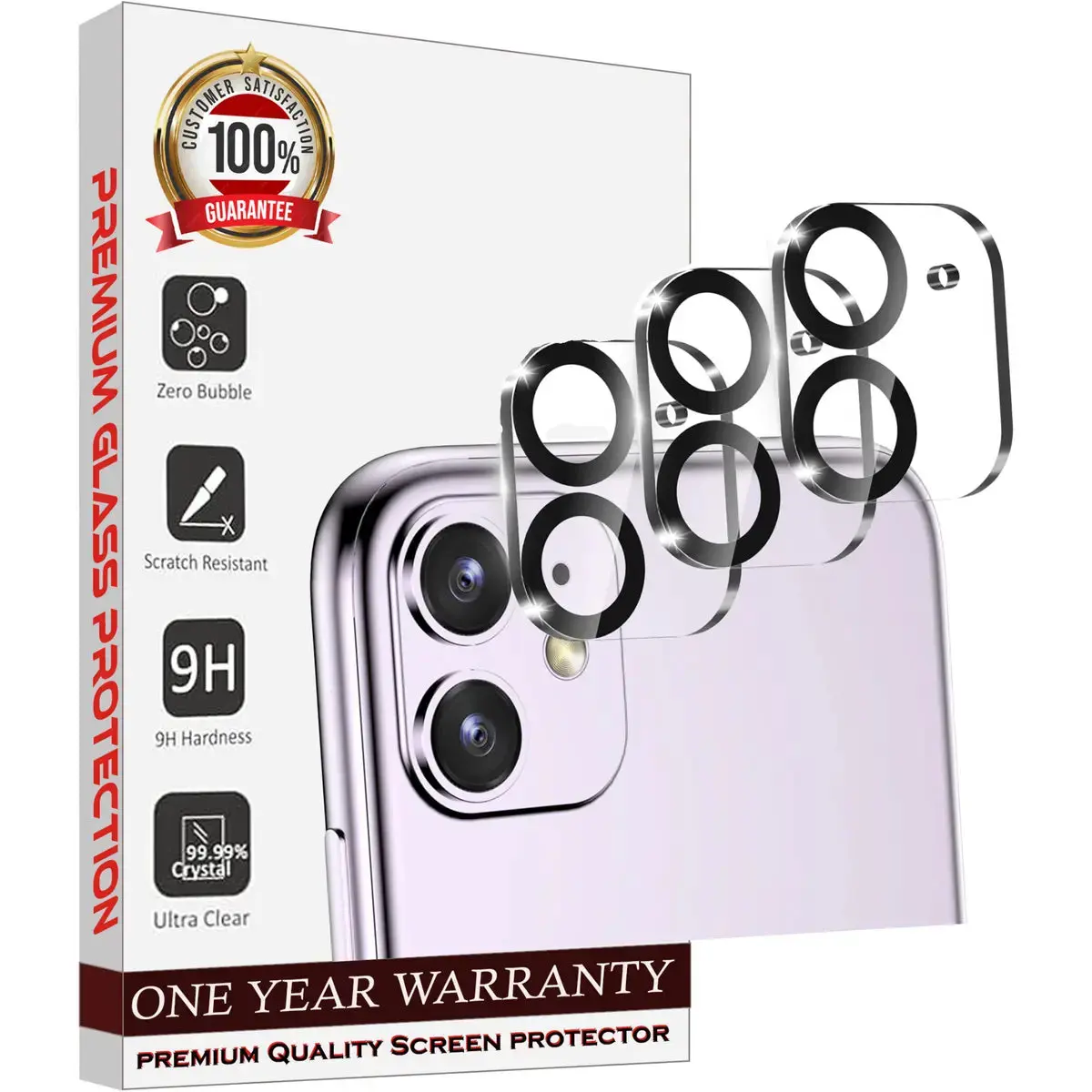 Entronix 3-Pack for iPhone 11, Clear Camera Lens Protector, Easy Installation Cover Protection