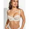 Women's Sexy Lace Underwire Balconette Bra Unlined Demi Sheer