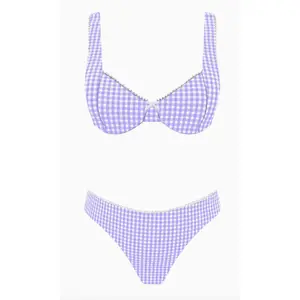 Bubble Gingham Underwire Bikini Set