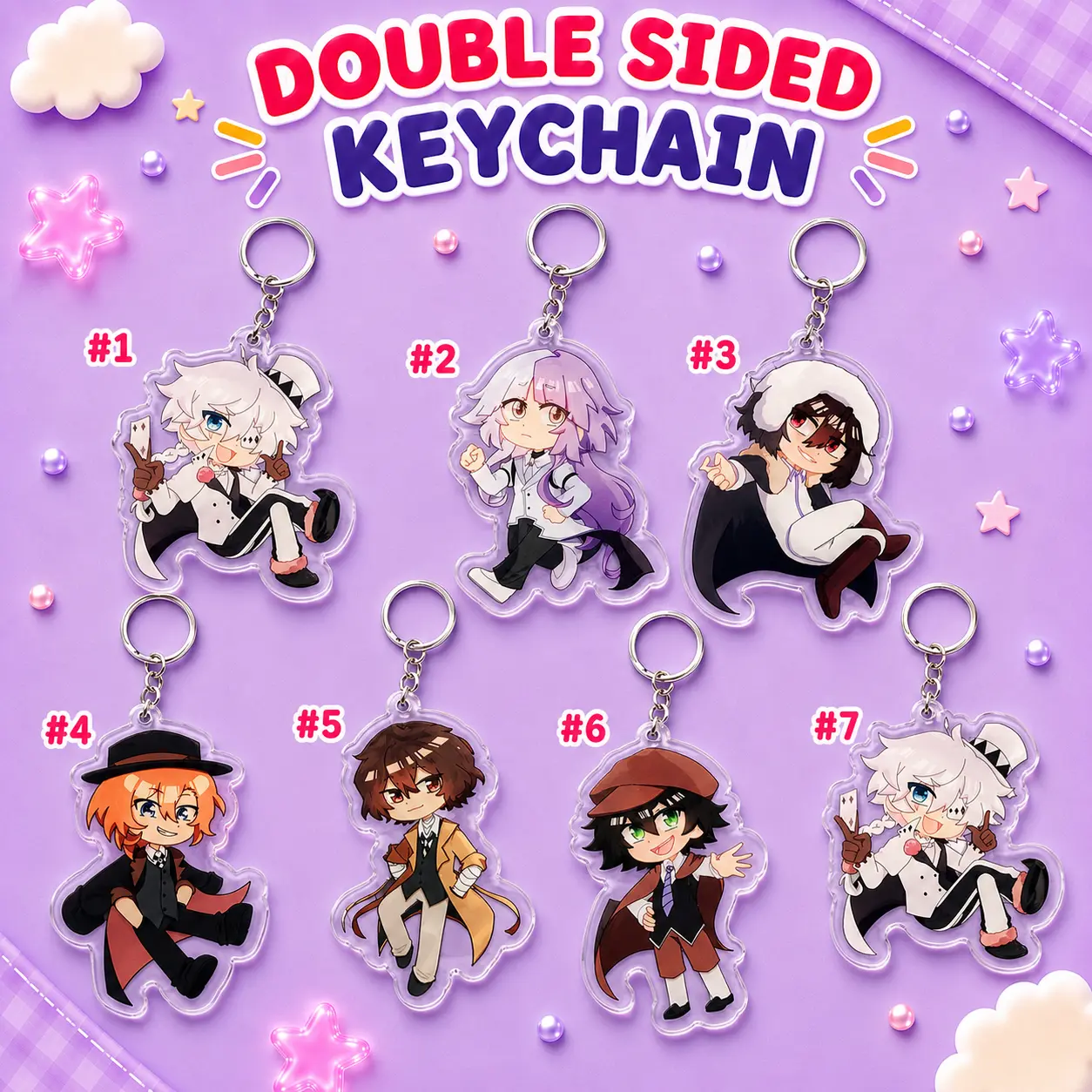 Double Sided Acrylic Keychain, Anime Character Keyring, Cute 2D Bag Charm, Kawaii Backpack Accessory