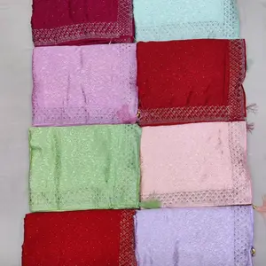 Traditional Heavy Stone Work Satin Silk  Sari with Pico and Falls done  - Snack