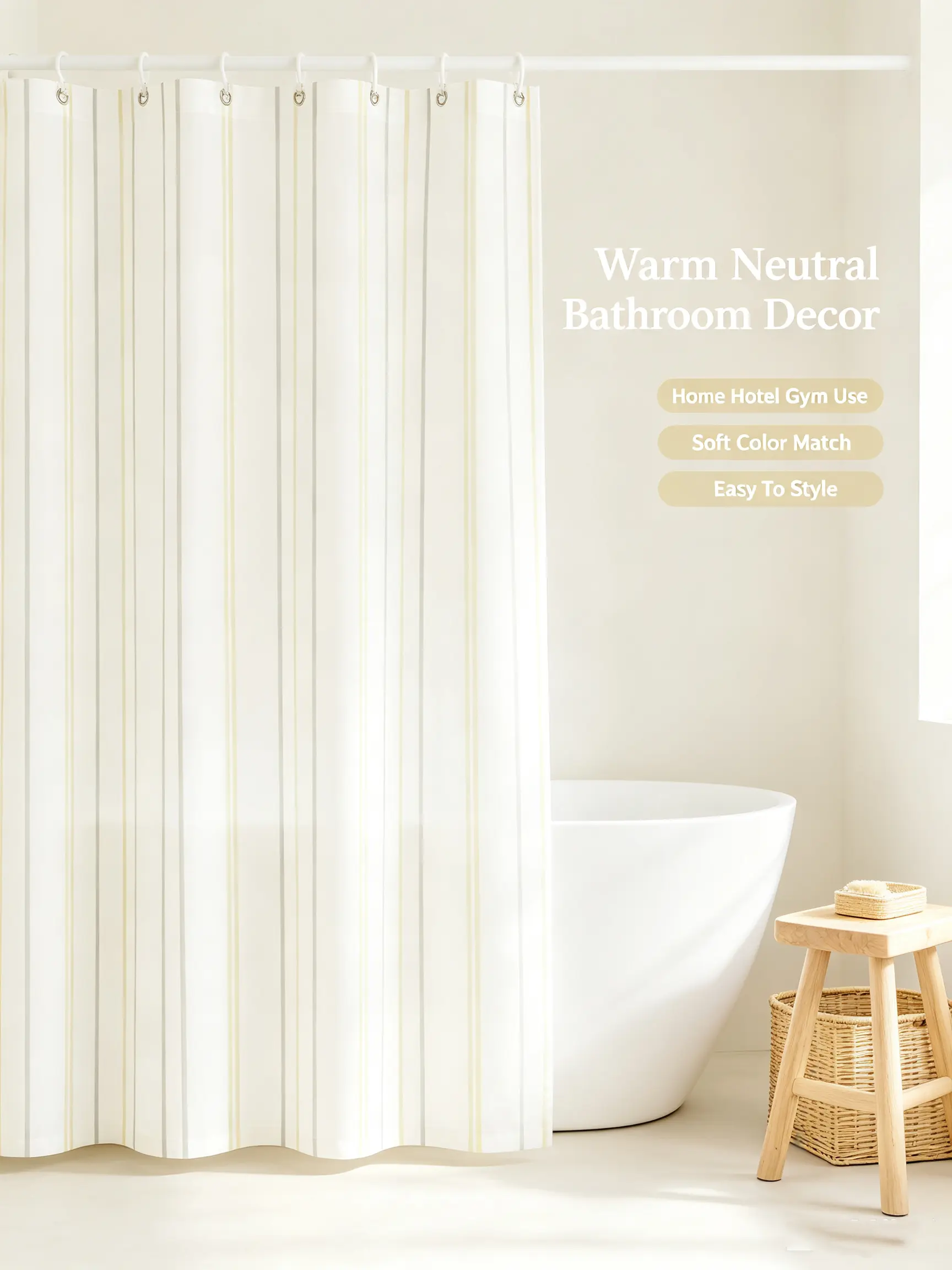 Send Hook Decorative Shower Curtain with Snap-In Liner - Waterproof, Washable Inner Liner Accessory, 72x80 in, Gift for Homes Hotels, Prevents Splash, Soft Fabric