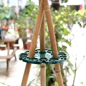 6pcs Bamboo Grass Vine Handles with 12 Holes, 13.5cm Plant Support Stands, Ideal for Climbing Plants, Peas, Beans, Sweet Tomatoes