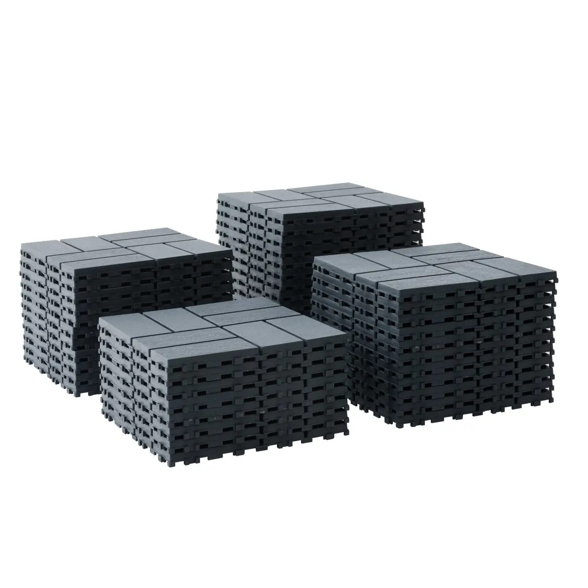 Plastic Interlocking Deck Tiles,44 Pack Patio Deck Tiles,12"x12" Square Waterproof Outdoor All Weather Use, Patio Decking Tiles for Garden Poolside Balcony Backyard, Grey